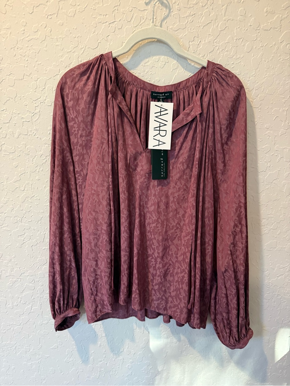 NWT Current Air - Mauve Long-Sleeve Peasant Blouse - Size Small
